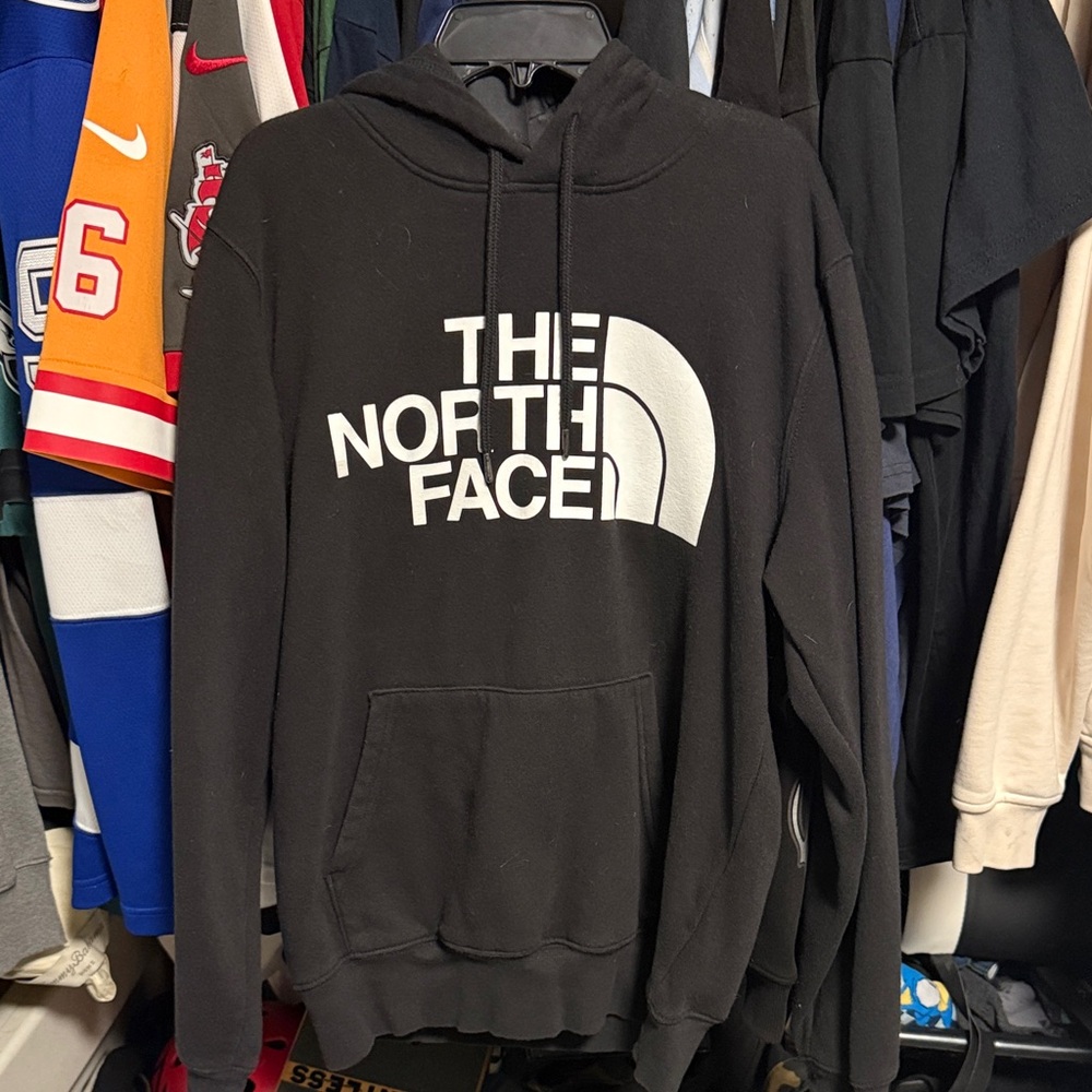 The North Face Black Pullover Hoodie with White Logo